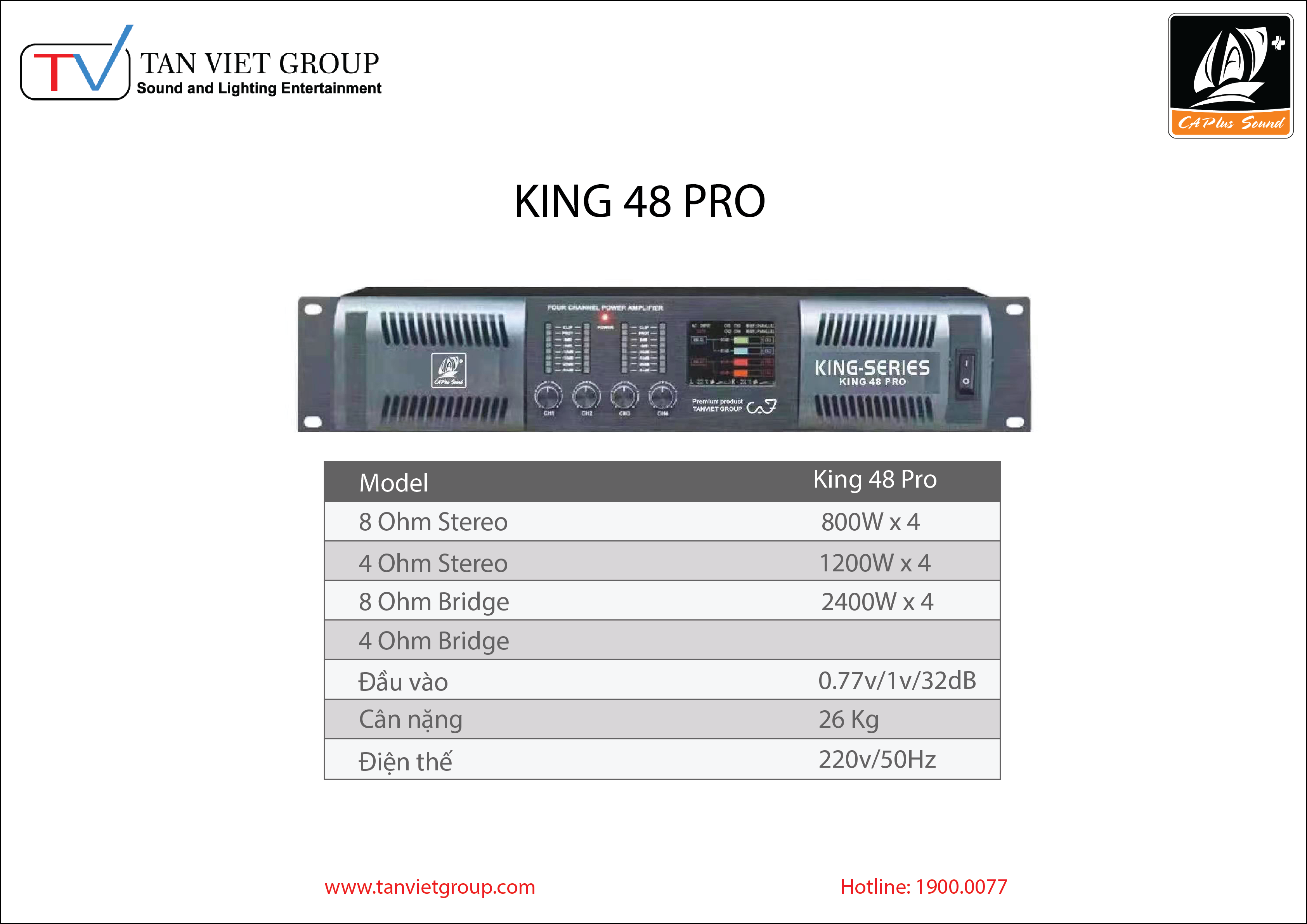 Đẩy công suất 4 Kênh CAF King 48 Pro
