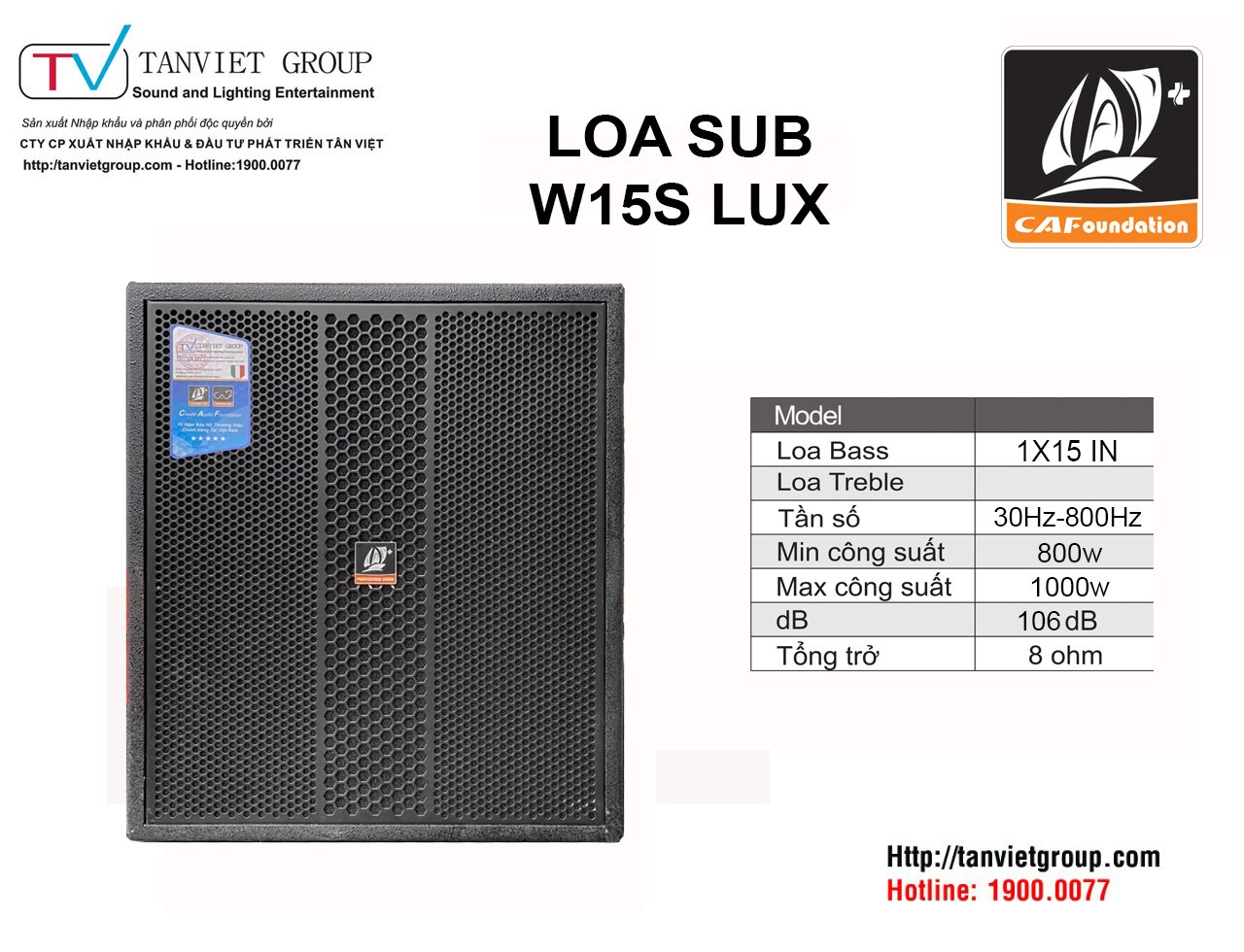 Loa Subwoofer CAF W15S LUX (Passive)